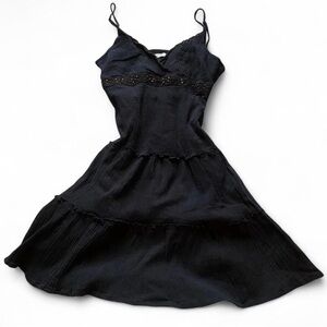 Y2K Black Fairycore Beaded Mini Dress